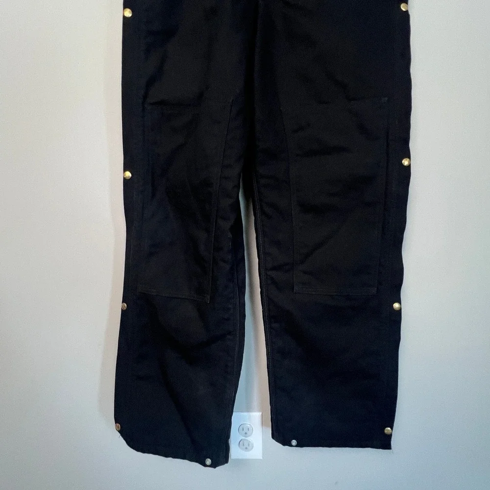Carhartt Bib Overalls Mens 34x34 Black R38 Quilt Lined Duck Canvas Workwear Gorp